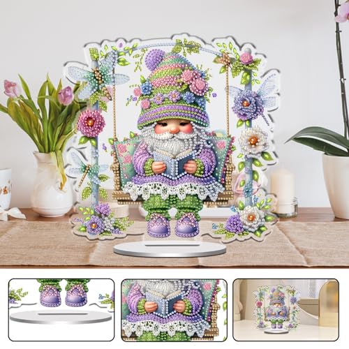 POETRYDRAW DIY Diamond Art Ornament Desktop Kit Goblin, Stand Up Acrylic Diamonds Painting Ornament for Adults, 5D Special Diamond Gem Craft Tabletop Placement Board Kit - color: Goblin