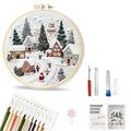 Huacan Embroidery Kit for Beginners Adults, Easy Needlepoint Kits for Adults with Stamped Embroidery Patterns. (Village) - style: Village