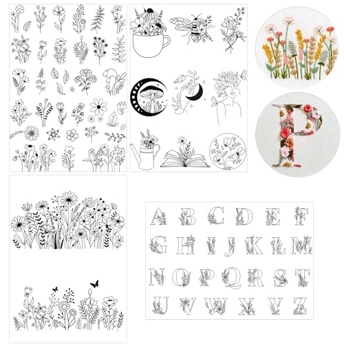 Water Soluble Embroidery Patterns, Stick and Stitch Paper for Sewing - style: floral785