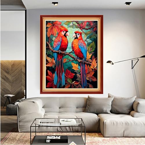 Dooxvey Cross Stitch Kits for Adult Beginners - Full Range of Stamped Kits with 11CT Cross Stitch Patterns - Colorful Birds 16x20 inch - color: Manual Arts 23