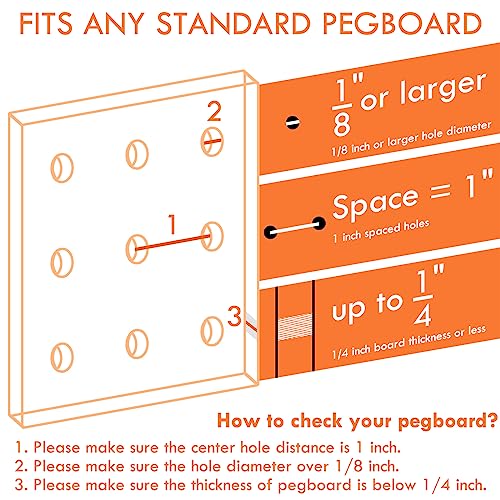 Large Pegboard Cups, 6Pack Peg Board Square Storage Bins With Hooks (Black) - color: Black
