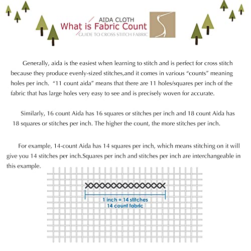 SewCrane 11CT Easy Count Aida Cotton Embroidery Fabric with Washable Grid Lines (29" W x 39" L) - size: 29"W x 39"L