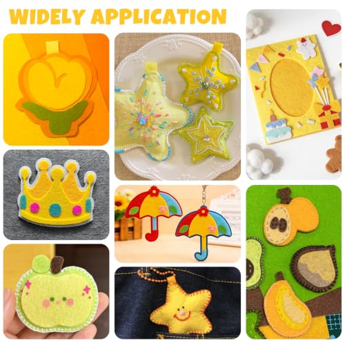 30Pcs Stiff Felt Sheets, 1mm Thick Felt Fabric Squares for Sewing & DIY - color: Yellow Series