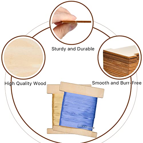 200 Pcs Ribbon Storage Organizer Set, Flat Wood Ribbon Spools with Folding Clips Embroidery Floss Bobbins Holder Empty Wooden Thread Storage for Cross Stitch Cotton Sewing Storage