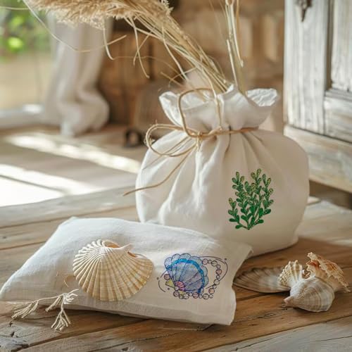 BENECREAT 4 Sheets 50pcs Ocean Theme Water Soluble Hand Sewing Stabilizers, Fish Shell Conch Whale Tear Away Embroidery Stabilizers for Embroidery, Carves, Shirts, Coats, Bags, Towels
