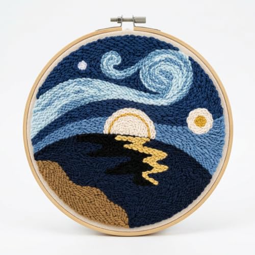 Meoe&heome Punch Needle Kit for Beginners, DIY Embroidery Set with 20+ Patterns(Starry Night) - color: Starry Night