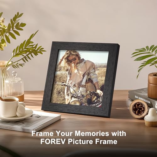 TOFOREVO 6x6 Picture Frames with 4x4 Mat Set of 2, Black - color: Black Wood Grain, size: 6x6