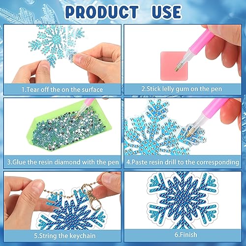 Tondiamo 20 Pcs Snowflake Diamond Painting Keychain Kits - style: Snowflake Style