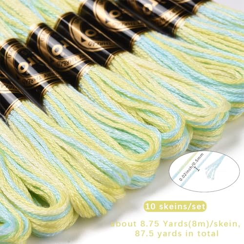 10 Skeins 87.5 Yards 6 Ply Champagne Gold Variegated Cross Stitch Floss Segment Dyed Embroidery Thread Gradient Friendship Bracelet String Bulk for Sewing Making Jewelry Needlecraft Knitting - color: Champagne Gold