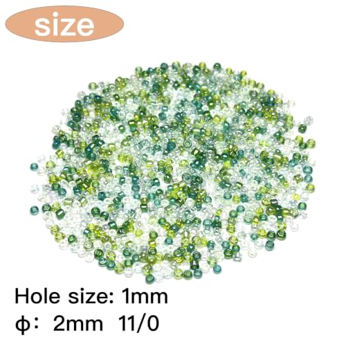 GLRXMX 2100Pcs Glass Beads 2mm Round Seed Beads for Jewelry Making - color: Green