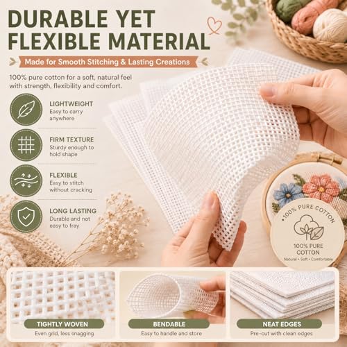 Knitgrip 10 Pcs 13 Mesh Needlepoint Canvas, 6 Square Sizes - size: 13 Mesh Square Size