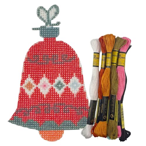 Howie's Christmas Needlepoint Needlepoint Kits, 18CT Printed Embroidery Pattern Starter Kits, Stamped Patterns Canvas Kits(Christmas - Corlorful Bells,4x3inch) - color: Christmas - Corlorful Bells