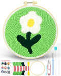 FIVEIZERO Yarn Punch Needle Craft Kit for Beginners,White Flower Pattern - color: White Flower