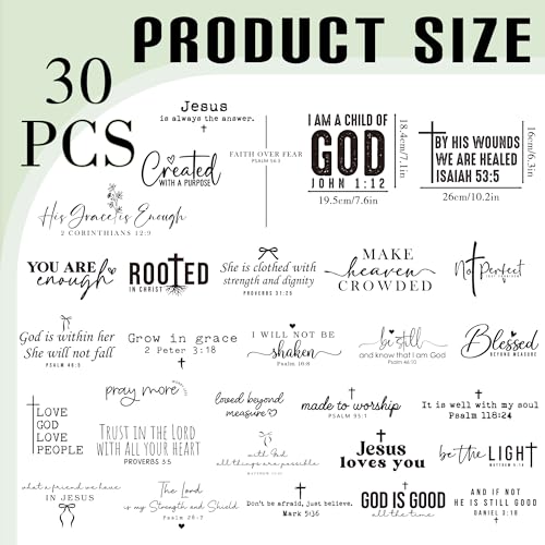 Dazoratix Christian Iron on Transfers - 30 Sheets Bible Verse DTF Ready to Press Bulk Heat Patches Religious Cross Stickers Vinyl Decals for T Shirts Clothes Pillow Bag DIY Crafts Applique Decorations - style: Christian