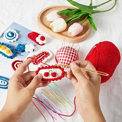 floatingsnow 12 Pcs Yarn Needle, Crochet Tapestry Needles for Crocheting, Large-Eye Blunt Needles, Large Eye Weaving Needle with Storage Box, Darning Needles for Yarn