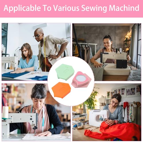 Anytin 3PCS Magnetic Seam Guide for Sewing Machine,Polygonal Multifucntional Seam Guide Hemmer with Scale, Universal Sewing Quilting Supplies Accessories Tools for Quilting, Hemming