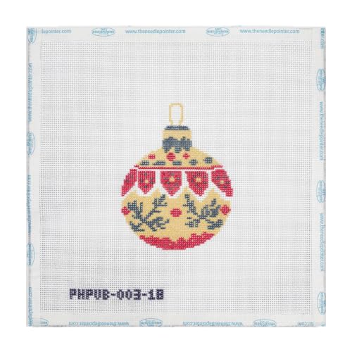 Howie's Needlepoint Festival Bauble Needlepoint Kits for Adults & Beginners, 18 Mesh Printed Needlepoint Canvas, Stamped Patterns Canvas Starter Kits(Golden Meadow Bauble,4"x 4") - color: Golden Meadow Bauble
