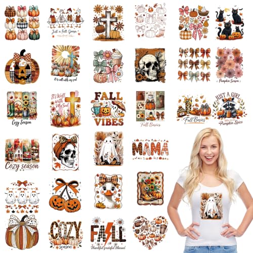 Autumn DTF Transfers Ready to Press, Iron on Decals for T-Shirts - color: Fall882