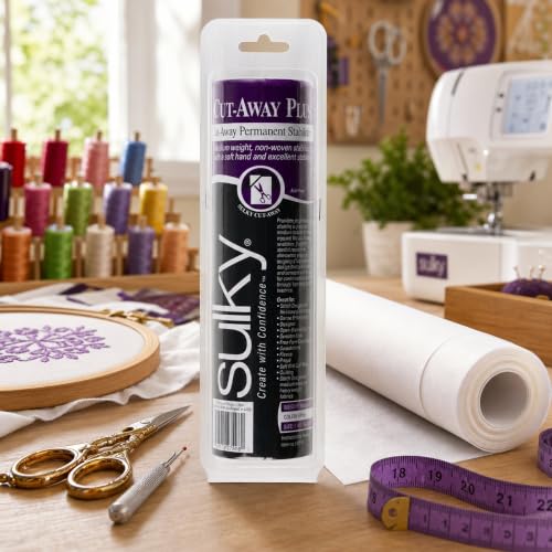 Sulky Of America 275-08 Cut Away Plus Midweight Stabilizer, 7-2/3in x 8yds, White