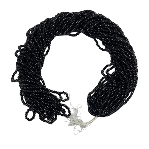 11/0 Glass Seed Beads for Jewelry Making Kit, 2 mm, 12 String Hanks (Black) - color: Black