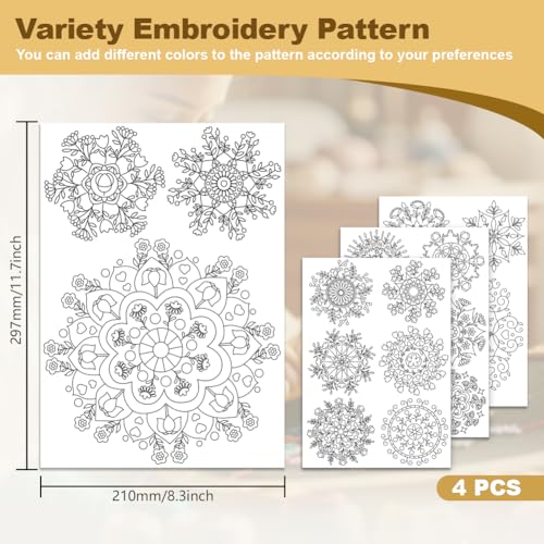 18Pcs Mandala Flower Water Soluble Hand Sewing Stabilizers - style: Mandala