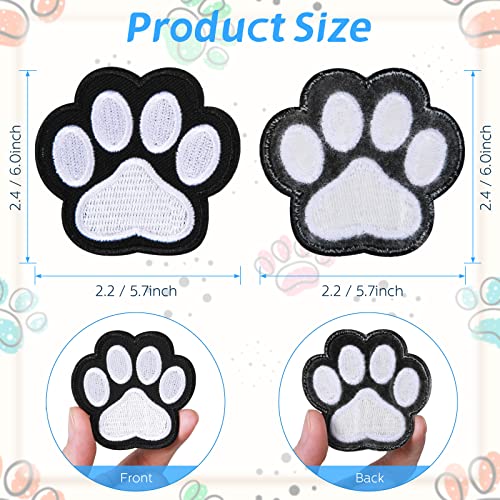 Waydress 24 Pcs Iron on Patches Paw Print Decoration for Clothing, White - color: White