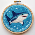 DIY Punch Needle Kits Sea Shark with Hoop 20x20cm-1 - color: 20-Shark