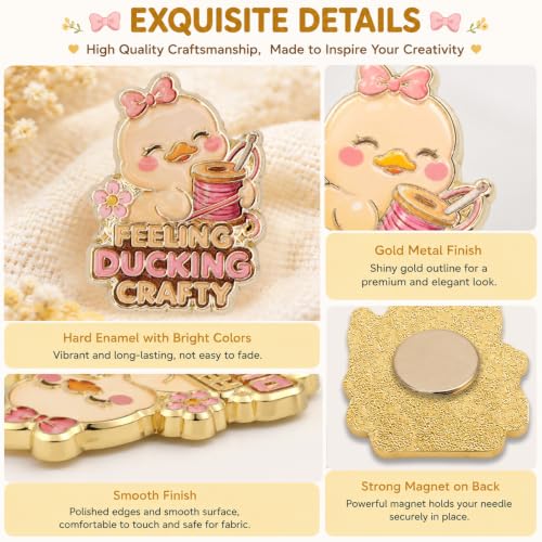 Funny Duck Needle Minder Magnet, Cute Magnetic Sewing Accessory for Embroidery, Needlepoint & Cross Stitch Projects