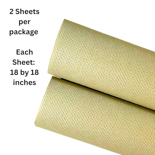 2 Sheets of Tan 11 Count Aida Cloth – 18 x 18 Inch Pre-Cut Fabric Squares – Cross Stitch Fabric – 100% Cotton – Ideal for Needlework & Embroidery – The Knotty Unicorn - color: Tan