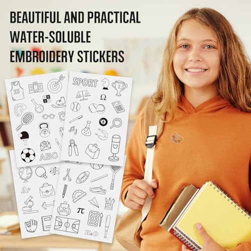 Magibeads 68 Patterns Sturdy Sport Theme Water Soluble Embroidery Stabilizers Tennis Rugby Stick and Stitch Embroidery Patterns Wash Away Embroidery Paper Starter Kit for Hand Sewing Beginners Adult - color: Sturdy & Sport