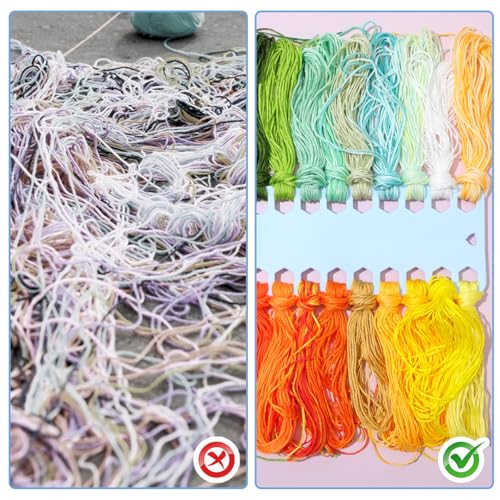 10 Pcs Embroidery Floss Organizer Cards, Plastic Embroidery Floss Cards, 20 Positions Cross Stitch Supplies, Cross Stitch Thread Organizer for Thread Craft DIY Sewing Storage (Mixcolor)