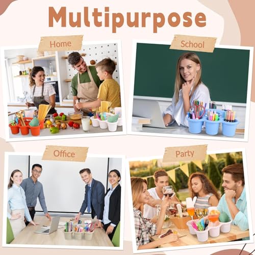 6 Pack Classroom Caddy Organizer with Handle, 6 Compartments, Morandi - color: Morandi