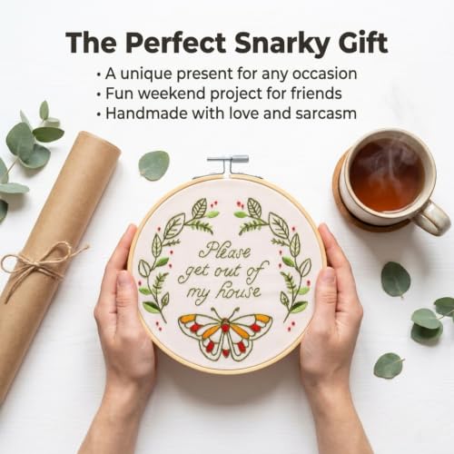 FUNATIC Please Get Out of My House Funny Embroidery Kit for Adults - color: Please Get Out of My House