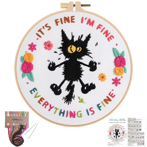 Louise Maelys Cute Cat Embroidery Kit for Beginners DIY Needlepoint - color: Pattern 14