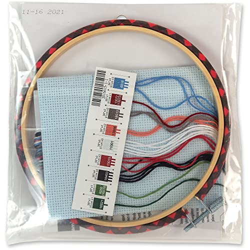 Dimensions 72-09005 Holiday Family Truck Christmas Counted Cross Stitch Kit for Beginners, 6" D, 14 Cnt. White Aida, 5pcs