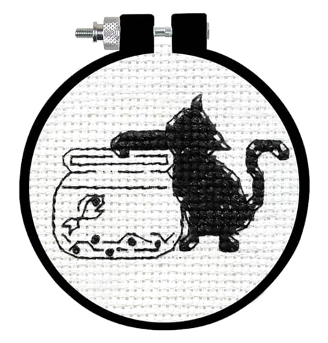 Design Works Crafts Black Cat Counted Cross Stitch Kit with Hoop