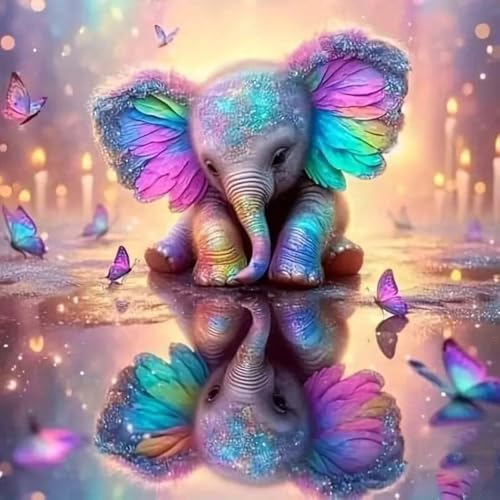 Elephant Stamped Cross Stitch Kits for Adults Beginner Embroidery Crafts - color: elephant