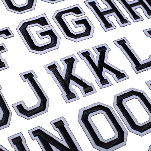 J.CARP 104Pcs Black Alphabet A to Z Patches, Iron on Sew on Letters for Clothing, Hats, Shoes, Backpacks, Handbags, Jeans, Jackets etc. - color: 104pcs, Black