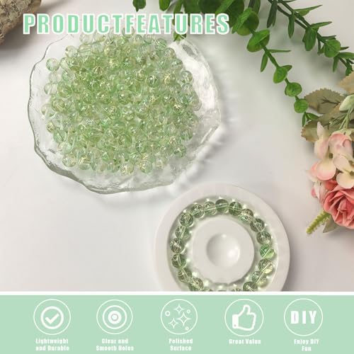 8mm Hand-Drawn Glass Beads Bulk 200pcs Yellow Green Round - color: Yellow&Green 8mm