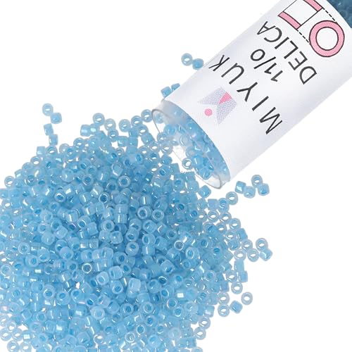 Miyuki Delica Seed Beads - color: DB1761 - Sparkle Sky Blue Lined Opal AB