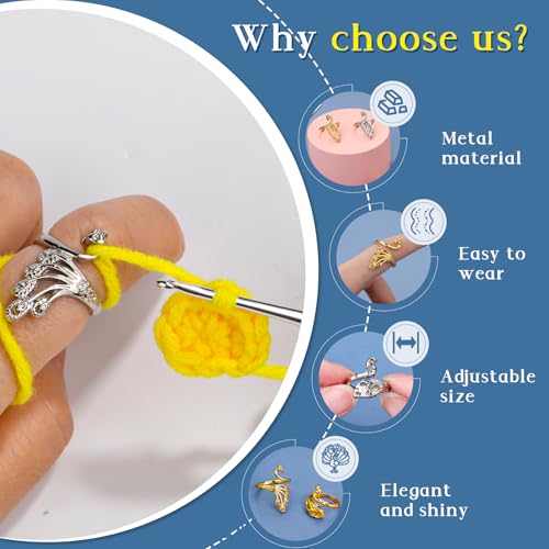 Yizzvb 34 Pcs Crochet Ring Adjustable Knitting Thimble Accessories - color: Color3