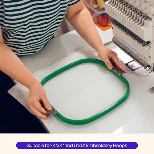 Caydo 100 Sheets 8"x8" Embroidery Stablizer, Tear Away Stablizer Precut Embroidery Stablizer for Machine Embroidery, Fits 4"x4" and 6"x6" Embroidery Hoops