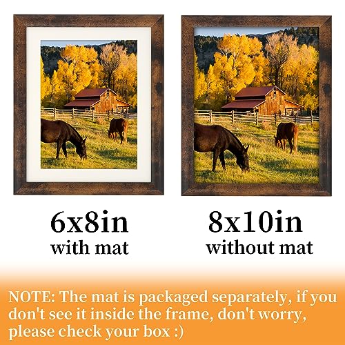 AEVETE Picture Frame 8x10 Dark Brown Photo Frames Rustic for Wall and Desk - color: Rustic Brown, size: 8x10