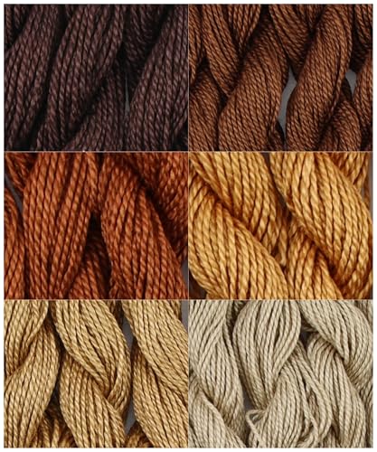 KCS 162 Yards(150 Meters) Mercerized Pearl Cotton Crochet Needlepoint Thread,Size 5,6 skeins,Mixed Color 04 - color: 6color04, size: 6 skeins