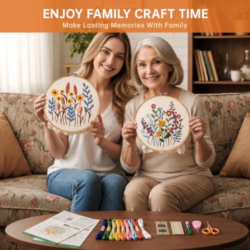 CYANFOUR 5 Pack Beginner Embroidery Kit for Adults with Video & Instruction - color: colorful