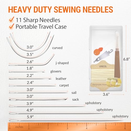 Upholstery Repair Kit: Waxed Sewing Thread (Beige Color) & Heavy Duty Needles (11 PCS) for Leather, Canvas & Quilting Thread - color: Beige