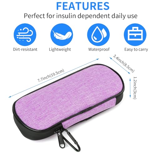 Insulin Pen Cooler Travel Case with 2 Reusable TSA Approved Ice Packs, Diabetic Medication Insulated Cooler Bag for Insulin Pens and Other Diabetic Supplies Storage Purple - color: Purple