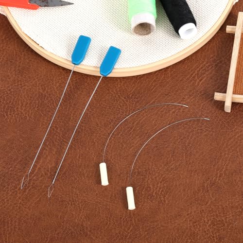 4pcs Serger Needle Threader Long Serger Needle Threader Set Punch Needles Threaders for Overlocker Looper and Needles