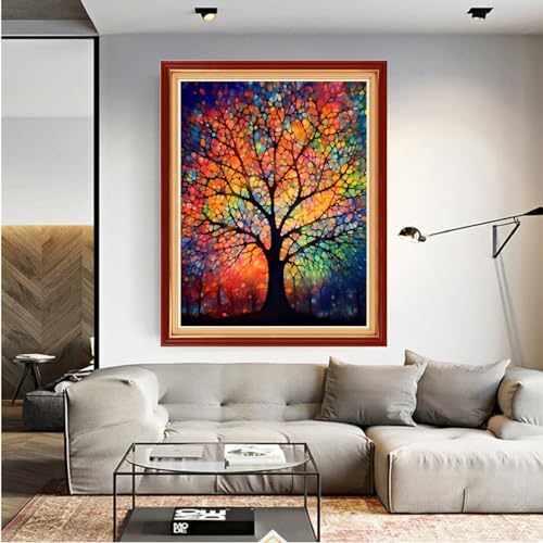 Dooxvey Cross Stitch Kits for Adults Beginners,Full Range of Cross-Stitch Stamped Kits Needlepoint Kits for Beginners Embroidery Kits 11CT Cross Stitch Patterns-Colorful Night Light Tree 16x20 inch - color: Manual Arts 21