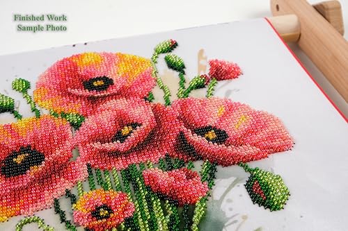AllAboutEmbroideryUA Bead Embroidery kit Poppies DA-2118 Beaded Cross Stitch Floral Needlework kit